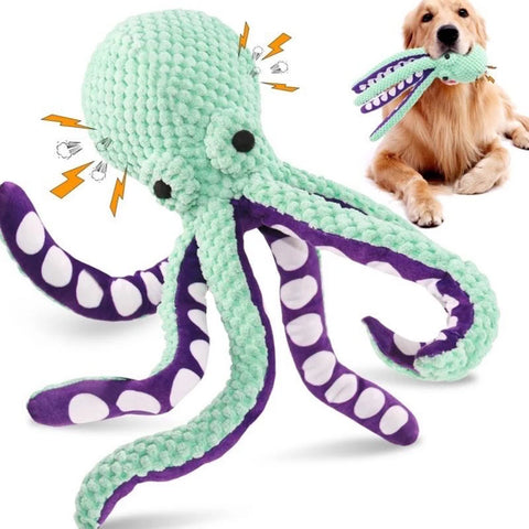 Plush Octopus Dog Toy – Interactive Sound & Anti-Demolition Chew Toy