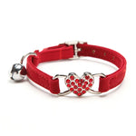 Velvet Cat Collar with Heart Charm & Bell