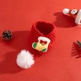 Christmas Knitted Pet Scarf with Pompom – Soft Winter Neck Warmer for Cats & Dogs