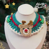 Cute Christmas Pet Collar Hand-knitted