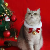 Christmas Pet Ribbon Bow Collar – Festive Handmade Cat & Dog Accessory with Bell