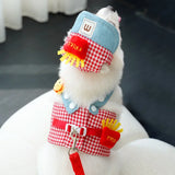 (3 styles) Overalls Pet Set – Harness, Leash & Sun Hat for Cats & Small Dogs