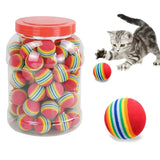 Rainbow EVA Cat Toy Balls – Interactive Chew and Play Set