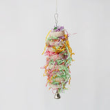 Natural Loofah Parrot Toy – Hanging Bird Swing with Bell