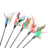 Cat Feather Wand Toys with Bells – 5pcs