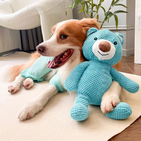 Bear Plush Dog Toy – Large Squeaky Chew for Dental Training