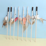 Wooden Cat Teaser Rod – Feather and Bell