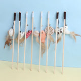 Wooden Cat Teaser Rod – Feather and Bell