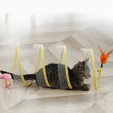 Foldable S-Type Cat Tunnel – Crinkle Play Tube with Balls
