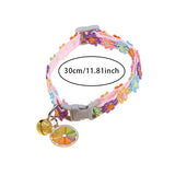 Adjustable Rainbow Flower Cat Collar with Bell