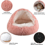 2-in-1 Plush Pet Bed with Cover – Warm Round Cat & Small Dog Sleeping Cave (50CM)