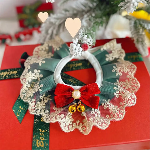 Organza Lace Bowknot Pet Collar – Cute Scarf Accessory for Cats & Dogs