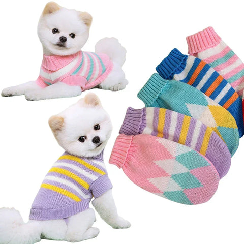 Knitted Dog Sweater – Cozy Autumn/Winter Turtleneck for Small Dogs & Cats