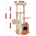 H108cm Modern Cat Tree Wooden Sisal Scratching