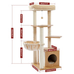 H108cm Modern Cat Tree Wooden Sisal Scratching