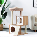 H108cm Modern Cat Tree Wooden Sisal Scratching