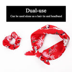 Floral Print Bow Satin Long Ribbon Headbands