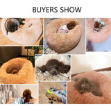 Donut Cat Bed Round Plush Deep Sleeping Nest