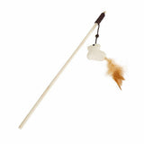 Pet Teaser Toys Feather Wood Rod Mouse