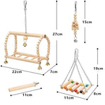 8Pcs/Set Bird Parrot Toys Wooden Hanging Swing