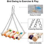 8Pcs/Set Bird Parrot Toys Wooden Hanging Swing