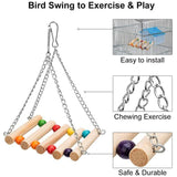 8Pcs/Set Bird Parrot Toys Wooden Hanging Swing