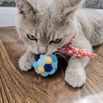 DIY Plush Ball Cat Toy Rainbow Bell Ball