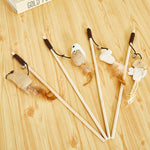 Pet Teaser Toys Feather Wood Rod Mouse