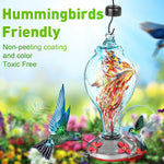 Colorful Hummingbird Pet Feeder Hand Blown Glass