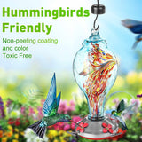 Colorful Hummingbird Pet Feeder Hand Blown Glass