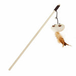 Pet Teaser Toys Feather Wood Rod Mouse
