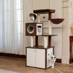 Luxury Cat Tree House Tower with Cabinet