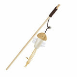 Pet Teaser Toys Feather Wood Rod Mouse