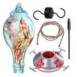 Colorful Hummingbird Pet Feeder Hand Blown Glass