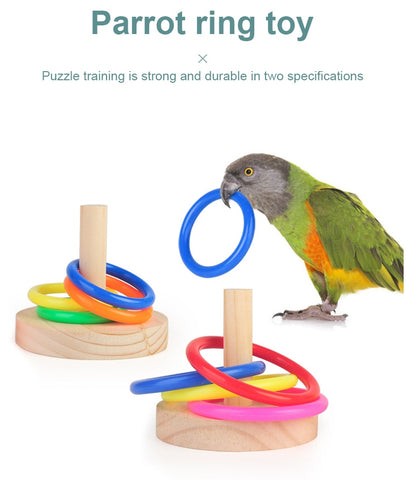 3cm Parrot Bird Ring Toy Solid Wood Educational