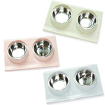 Double Pet Bowls Food Water Feeder