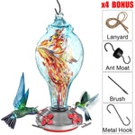 Colorful Hummingbird Pet Feeder Hand Blown Glass