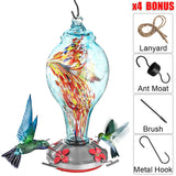 Colorful Hummingbird Pet Feeder Hand Blown Glass