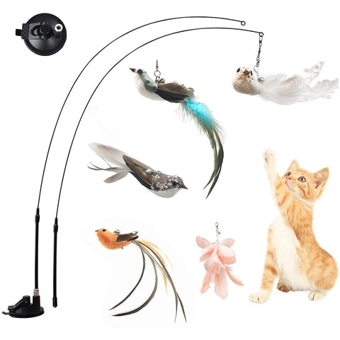 Funny Simulation Bird Interactive Cat Feather