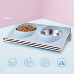 Double Pet Bowls Food Water Feeder