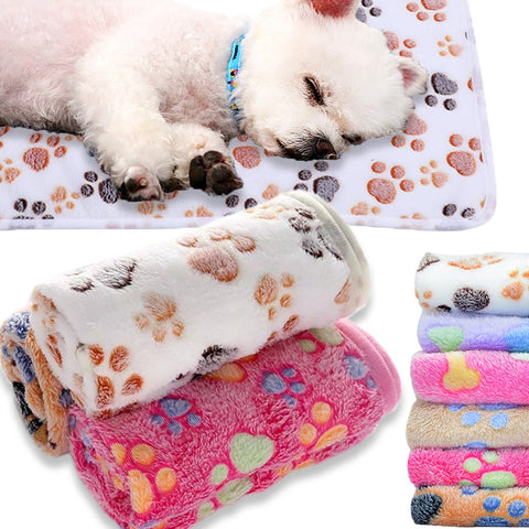 3pcs Warm Paw Print Blanket Bed Cover