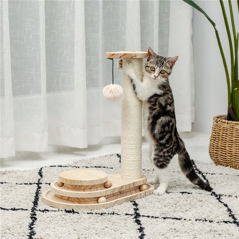 Interactive Wooden Cat Toy Double Layer