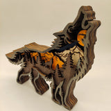 Wooden Animal Wolf Statue Creativity