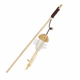 Pet Teaser Toys Feather Wood Rod Mouse