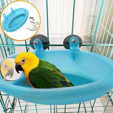 Pet Bird Bath Cage Parrot Bathtub With Mirror