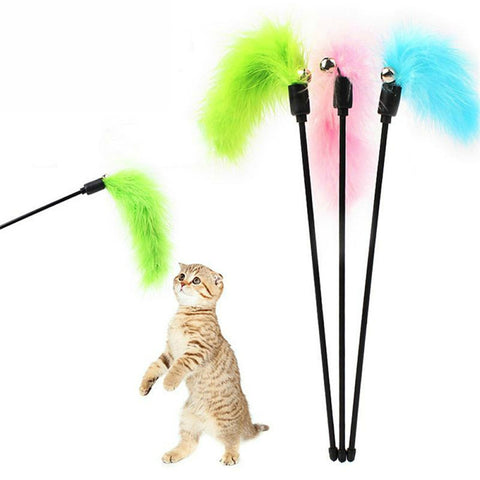 3pcs Turkey Feathers Tease Cat Stick