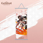 Genshin Impact Hutao Ganyu Scroll Canvas Wall Hanging Painting Home Decor Anime Poster Wall Art Room Decoration Gift