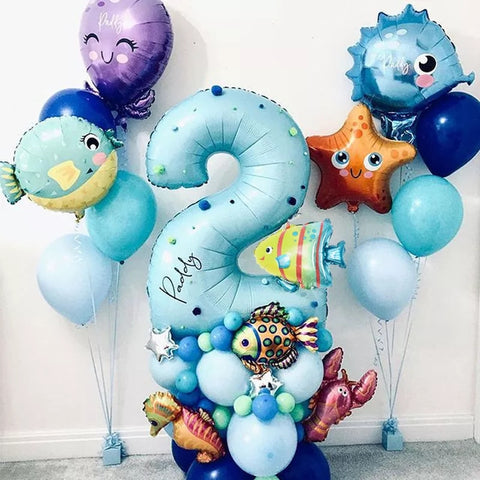 44pcs Sea World Ocean Animal Balloons