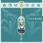 Anime Keychain Genshin Impact Zhongli Hutao Scaramouche Interlayer Key Chain Accessories Cute Bag Pendant Key Ring for Fans Gift