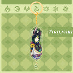 Anime Keychain Genshin Impact Zhongli Hutao Scaramouche Interlayer Key Chain Accessories Cute Bag Pendant Key Ring for Fans Gift